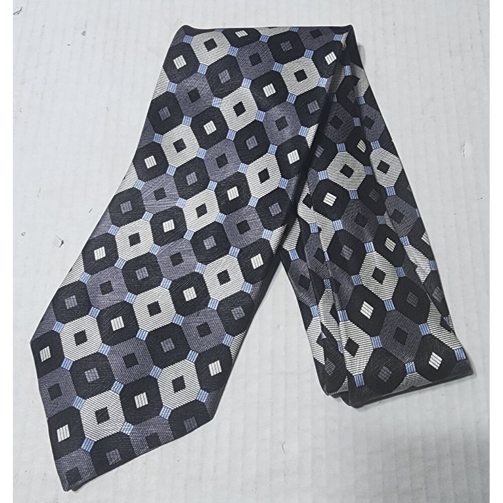 Bergamo New York Pure Geometric Handmade Men’s Silk Tie X-Long 66"X4"